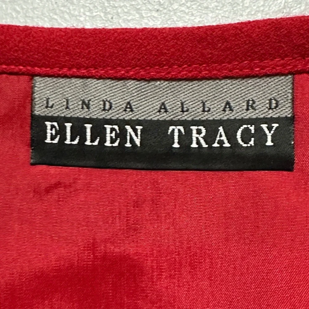 Linda Allard Ellen Tracy Pencil Skirt 100% Pure Wool Classic Red Minimalist Sz 8